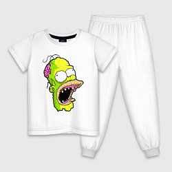 Пижама хлопковая детская Гомер Симпсон - зомби - halloween, цвет: белый