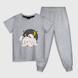 Пижама хлопковая детская Спящий Зайка, цвет: меланж