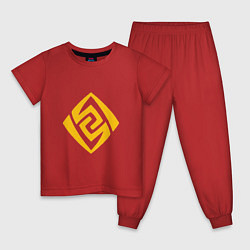 Пижама хлопковая детская Гео Genshin Impact, цвет: красный