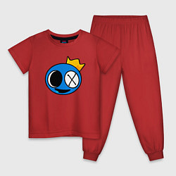 Пижама хлопковая детская Синий: Радужные друзья, цвет: красный