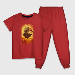 Пижама хлопковая детская Лисий Остров в Небесах, цвет: красный