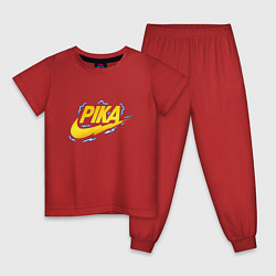 Пижама хлопковая детская Пика и молнии, цвет: красный