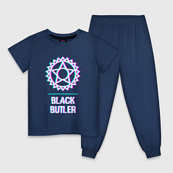 Пижама хлопковая детская Символ Black Butler в стиле glitch, цвет: тёмно-синий