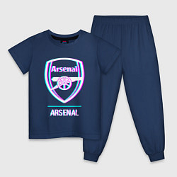 Пижама хлопковая детская Arsenal FC в стиле glitch, цвет: тёмно-синий