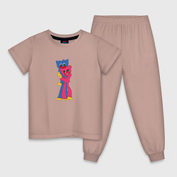 Пижама хлопковая детская Хагги Вагги Poppy Playtime любовь, цвет: пыльно-розовый