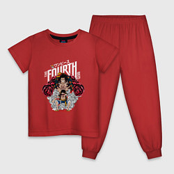 Пижама хлопковая детская Луффи 4 гир - Упругий человек, цвет: красный