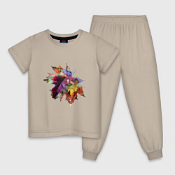 Пижама хлопковая детская Кленовая осень, цвет: миндальный