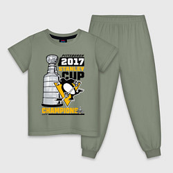 Пижама хлопковая детская Питтсбург Пингвинз НХЛ, цвет: авокадо