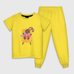 Пижама хлопковая детская Домашний кролик, цвет: желтый