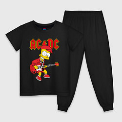 Пижама хлопковая детская AC DC Барт Симпсон, цвет: черный