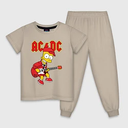 Пижама хлопковая детская AC DC Барт Симпсон, цвет: миндальный