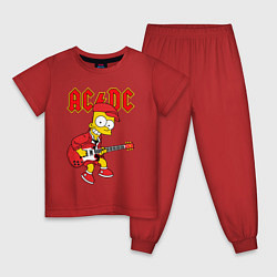 Пижама хлопковая детская AC DC Барт Симпсон, цвет: красный