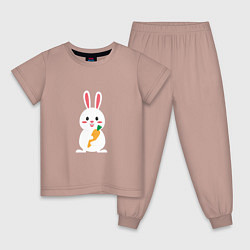 Пижама хлопковая детская Крольчишка, цвет: пыльно-розовый