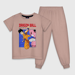 Пижама хлопковая детская Dragon Ball - Сон Гоку - Удар, цвет: пыльно-розовый