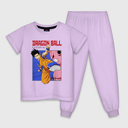 Пижама хлопковая детская Dragon Ball - Сон Гоку - Удар, цвет: лаванда