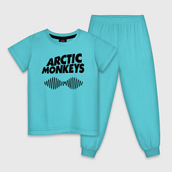 Пижама хлопковая детская Arctic Monkeys, цвет: бирюзовый