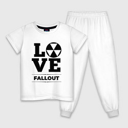 Пижама хлопковая детская Fallout love classic, цвет: белый