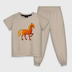 Пижама хлопковая детская Добрый конь, цвет: миндальный