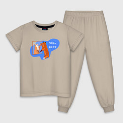 Пижама хлопковая детская Лисы - Foxtrot, цвет: миндальный