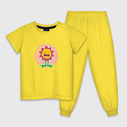 Пижама хлопковая детская Мультяшный поющий цветок, цвет: желтый