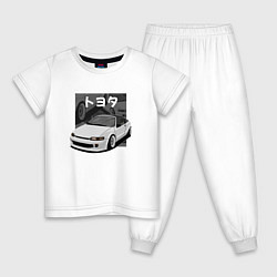 Пижама хлопковая детская Toyota Sera JDM Retro Design, цвет: белый