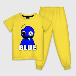 Пижама хлопковая детская Радужные друзья улыбчивый Синий, цвет: желтый