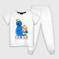 Пижама хлопковая детская Радужные друзья Синий и малыш, цвет: белый