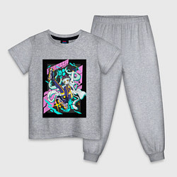 Пижама хлопковая детская Ребекка на роликах -Киберпанк, цвет: меланж
