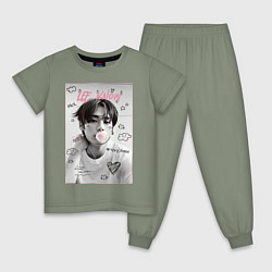 Пижама хлопковая детская Lee Know Stray Kids, цвет: авокадо