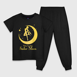 Пижама хлопковая детская Sailor Moon gold, цвет: черный