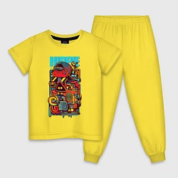 Пижама хлопковая детская Робот хиппи, цвет: желтый