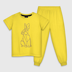 Пижама хлопковая детская Символ 2023 - Синий Кролик, цвет: желтый