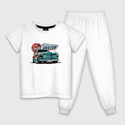 Пижама хлопковая детская Volvo 1969 - Retro, цвет: белый