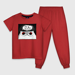 Пижама хлопковая детская Мрачный кот - Ok, human, цвет: красный