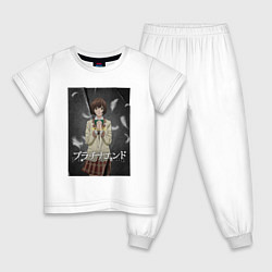 Пижама хлопковая детская Саки Ханакаго - Платиновый предел, цвет: белый
