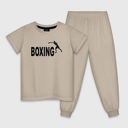 Пижама хлопковая детская Бокс вместо пумы, цвет: миндальный