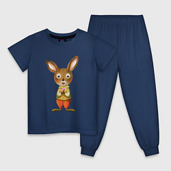 Пижама хлопковая детская Кролик мягкий, цвет: тёмно-синий