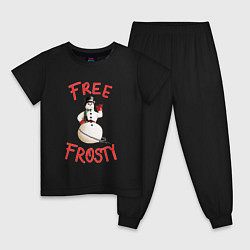 Пижама хлопковая детская Снеговик фрости, цвет: черный