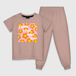 Пижама хлопковая детская Развивайтесь по своему, цвет: пыльно-розовый