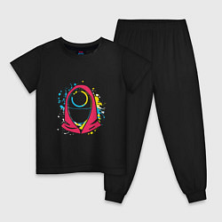 Пижама хлопковая детская Squid game colors, цвет: черный