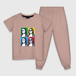 Пижама хлопковая детская Kiss Mona Lisa, цвет: пыльно-розовый