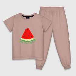 Пижама хлопковая детская One in a melon, цвет: пыльно-розовый