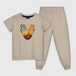 Пижама хлопковая детская Отпечаток ладоней GoW Ragnarok, цвет: миндальный