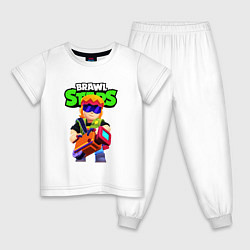 Пижама хлопковая детская Бастер - Бравл старс, цвет: белый