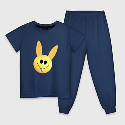 Пижама хлопковая детская Кролик-смайлик, цвет: тёмно-синий