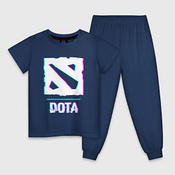 Пижама хлопковая детская Dota в стиле glitch и баги графики, цвет: тёмно-синий
