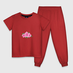 Пижама хлопковая детская Букет роз, цвет: красный