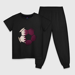 Пижама хлопковая детская Qatar ball, цвет: черный
