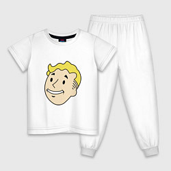 Пижама хлопковая детская Vault boy head, цвет: белый