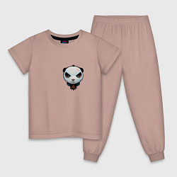 Пижама хлопковая детская Хмурый панда, цвет: пыльно-розовый